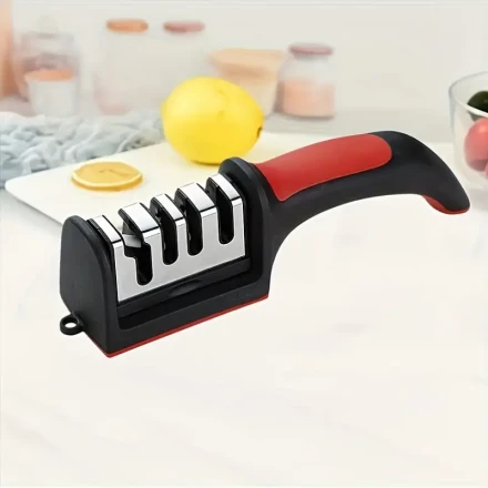 4-Stage Professional Knife Sharpener, Tungsten Steel, Diamond & Ceramic Grinding Stones, for Kitchen Knives, Non-Electric, RV Kitchen Accessories