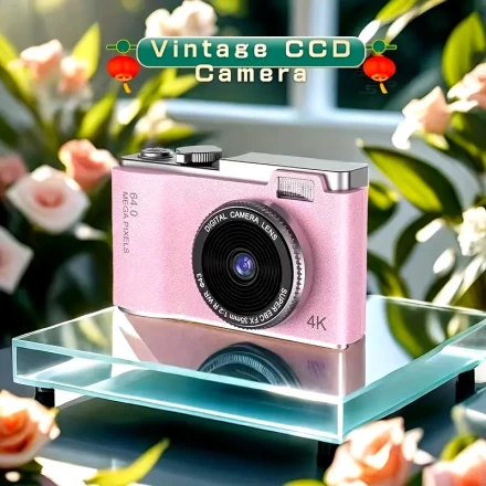 1pc Retro-Style 4K HD CCD Digital Camera - Portable Dual Lens with USB-C Charging & Image Transfer, Rechargeable Battery, ABS Construction, Ideal for Students & Photography Enthusiasts
