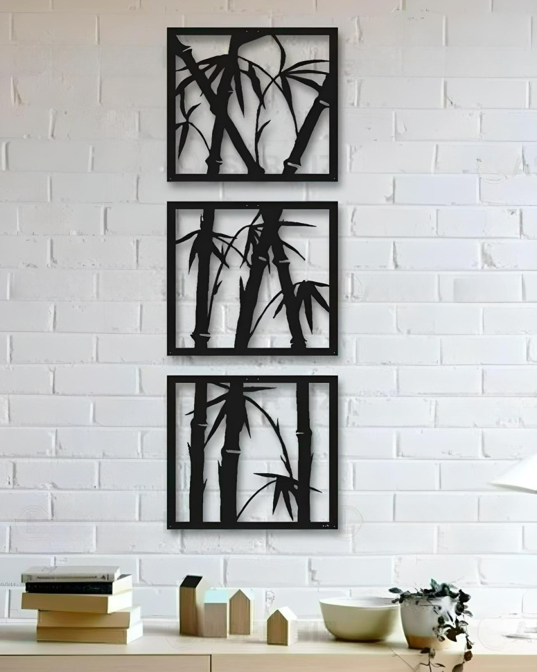 Bamboo Wall Art (3 Paintings)