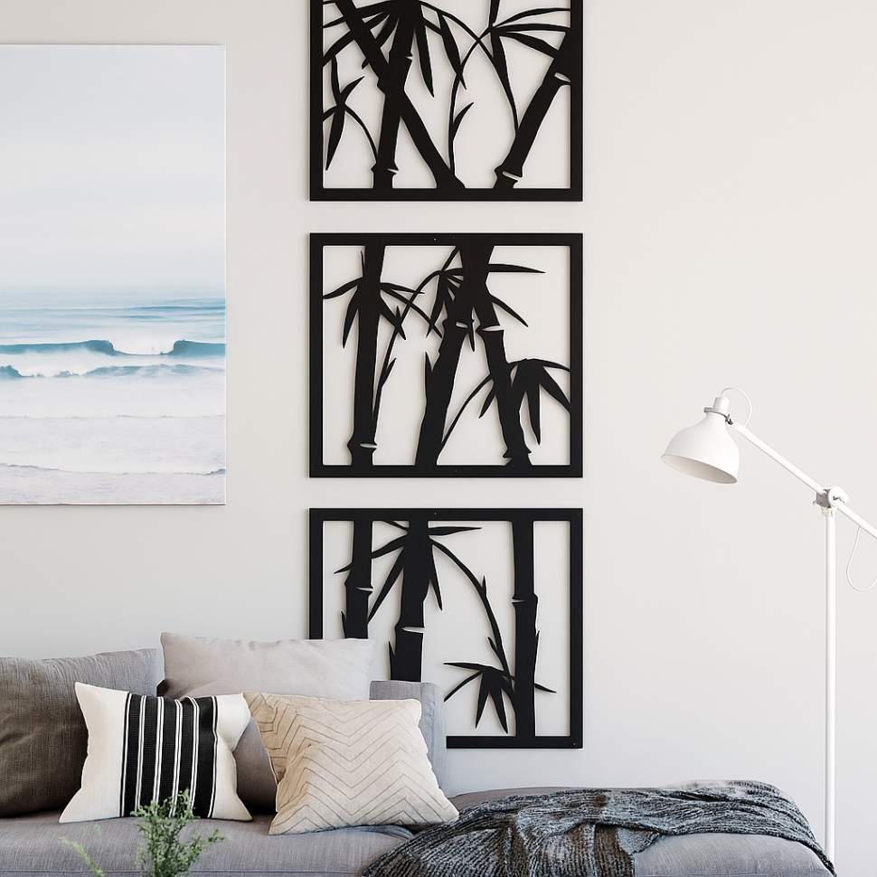 Bamboo Wall Art (3 Paintings)