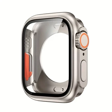 For IWatch Series 9/8/7/6/5/4/Series SE 2 45mm 41mm 44mm 40mm Screen Protector Case, [ Looks Like Ultra Protector Case ] Front And Rear Cover Protector Case For IWatch 45mm (Titanium For IWatch 45mm)