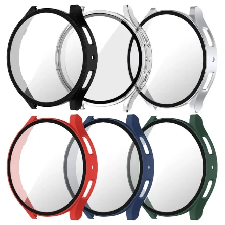 Protective Case Made Of Hard PC Material Suitable For Galaxy Watch, Compatible With 40mm And 44mm Screens, Bumper Protection Cover, Tempered Glass Screen Protector For Scratch Protection, Watch Accessory