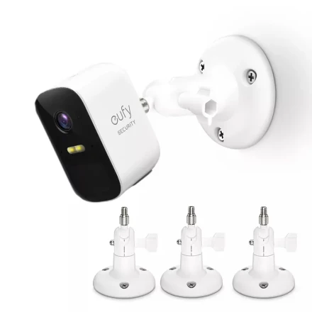 3pcs HOLACA Indoor/Outdoor Wall Mount Brackets for Arlo, Eufycam, Google Nest Cam (Battery) - Stable & Flexible, Durable PC Material, Easy Installation, White