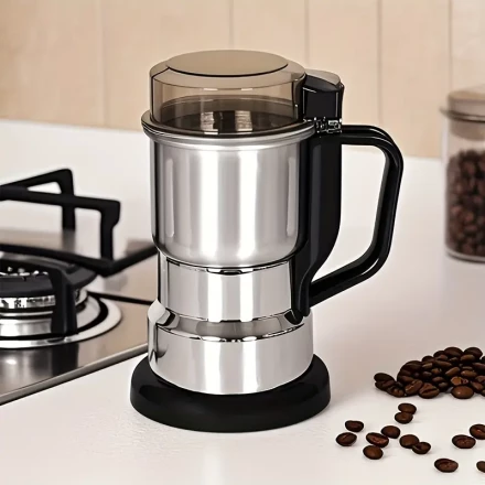 220V European Standard 1pc, Stainless Steel Large Electric Mill, Household Grain Grinder, Dry Grinding Wall Breaking, Upgraded 4 Blades, One-button Start, Fine Powder, Multi-function Grinding, Suitable For Grains And Chinese Medicine Ingredients