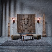 Anubis Wavy Wooden Decor