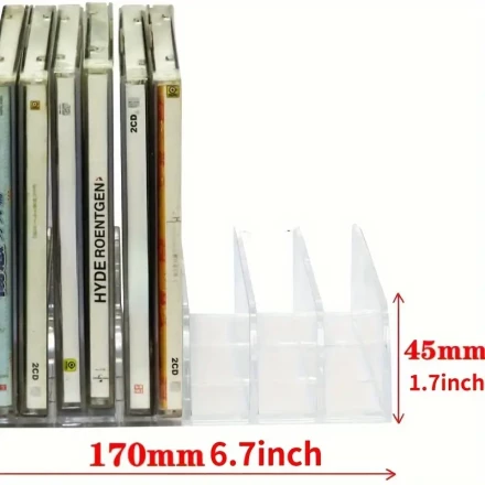 Sleek Transparent DVD/CD Storage Stand - Space-Saving Organizer, Easy Title Viewing - Perfect for Home Office Entertainment Collection