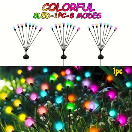 12/8 LED Solar Firefly Lights - Outdoor Garden Christmas Decor,, Solar-Powered Starburst Swaying Lights for Patio, Pathway, and Yard Decoration, Outdoor Solar Decorations