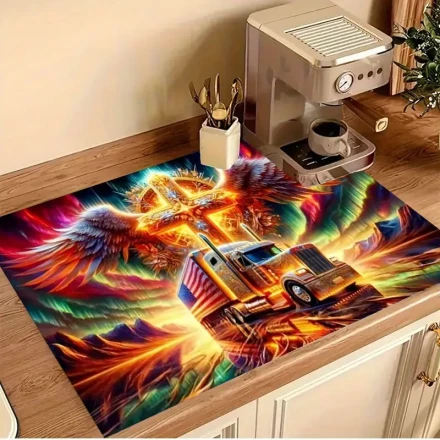 A Flame And Eagle Gas Stove Protector - High Temperature Resistant And Scratch-Proof, Featuring a Dazzling Flame And Soaring Eagle Design, Easy to Clean, Adding a Symbol of Strength And Freedom to Your Kitchen.