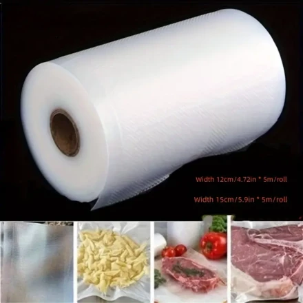 Leak-Proof Vacuum Food Storage Bags - 500cm Long, Multi-Size (12/15/17/20/22/25/28cm) - Reusable & Space-Saving for Freshness - Perfect for Kitchen Organization, Food Storage, Airtight