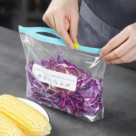 10pcs Thickened Reusable Food Storage Bags with Sliding Lock - Transparent, Moisture-Proof & Dust-Proof Freshness Keeper for Refrigerator, Freezer & Pantry Organization, Easy-Seal PE Material, Fridge Organizers And Storage