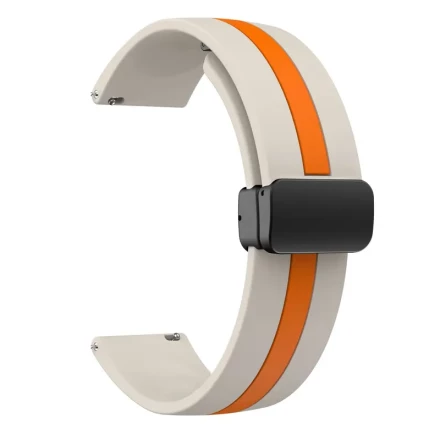 20mm 22mm vertical stripe two-color magnetic folding buckle Watch strap for Samsung Galaxy Watch7/6/5/4 44mm/40mm compatible Huawei Watch GT3 42mm Watch 4/4pro compatible Garmin Forerunun255/265 for both men and women