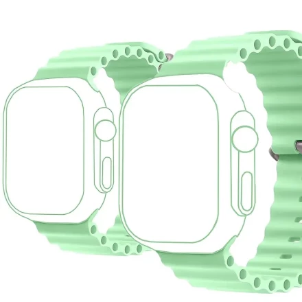 1pc Silicone Watch Band for Apple Watch Series 3/4/5/6/7/8/9 & Ultra, Breathable Stretch Wristband with Deployant Clasp, No Battery - Elastic Replacement Strap for Men and Women