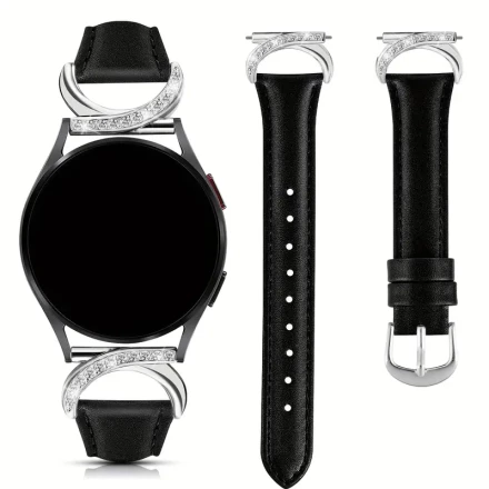 Synthetic Synthetic Leather Strap Compatible with Samsung Galaxy Watch 7/6/5/4/FE/Active 2 40mm 44mm/Watch 6 Classic 43mm 47mm/Watch 5 Pro 45mm Strap, 20mm Ultra Thin Synthetic Synthetic Leather Strap with C-shaped Metal Buckle Fashionable Women's Strap