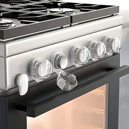 2pcs Gas Stove Knob Covers, Heat-Resistant Knob Protectors, Safe and Gas Shielding Locks, Essential Kitchen Accessories for Cooking and Home Safety