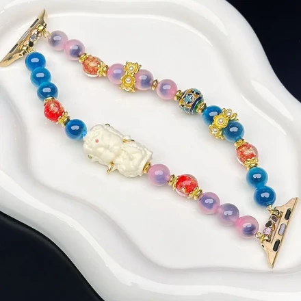 Compatible with Apple Watch S10/9 Colorful Semi-Sugar Agate Straps, Iwatch 87654 Apple Watch Bands for Sizes 38/40/41/42/44/45/46/49 Mm, Apple Watch Bands for Ultra/Se 10/9/8/7/6/5/4/3/2/1.