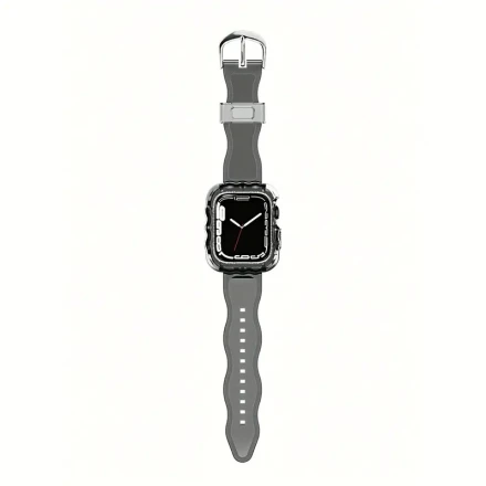 1pc/Transparent Black Wave Edge Integrated TPU Smart Strap, Suitable for Apple watch 38/40/41/42/44/45mm