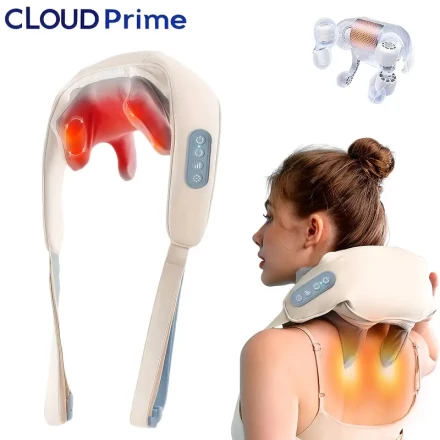 6 Massage Heads Smart Neck and Shoulder Massager Heating Kneading Trapezius Muscle Massage Shawl USB Type-C Charging Use