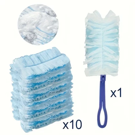 Refill Kit for Electrostatic Dusting Brush with Handle - Ideal for Cleaning Furniture, Vehicles, Keyboards, And More - Does Not Need Batteries