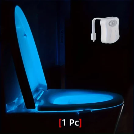Motion Activated Disco Toilet Light - 16 Color LED Bathroom Night Light, Fun Bounce Design, Wall Mount, Infrared Sensor, Remote Control