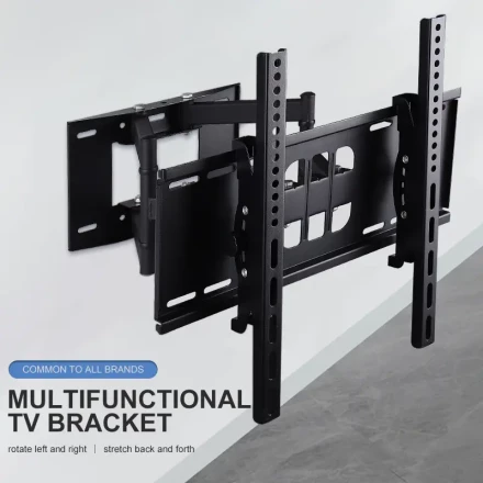 1pc Universal Iron TV Wall Mount Bracket, Telescopic Full Motion Articulation, Fits 66.04-160.02 cm LED/LCD TVs, 45kg Load Capacity, Adjustable Rotation and Tilt