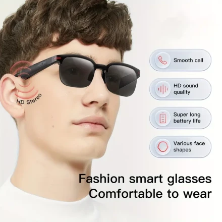 EIGIIS Smart Glasses for Android & iPhone - Wireless Wireless Calling, HD Speaker, Large Battery Capacity, USB Rechargeable, Driving Glasses, Perfect Gift for Men & Women, Holiday & Birthday Gift, Driving Accessories | Stylish Smart Glasses | Comfortable 