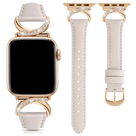 Leather Strap Suitable For Apple Watch Strap 41mm 40mm 38mm 42mm 44mm 45mm 46mm 49mm Ladies, Ultra-thin Delicate C-shaped Golden Buckle Strap, Suitable For IWatch Series 10 9 Ultra SE 8 7 6 5 4 3 2 1 Strap Replacement