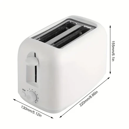 2-Slice Stainless Steel Toaster with Auto Shut Off, Extra Wide Slots, Removable Crumb Tray, Defrost & Reheat Function, Double Tube Baking, Knob Control, 220-240V European Standard Plug, for Toasting Bread, Bagel & Waffle - White
