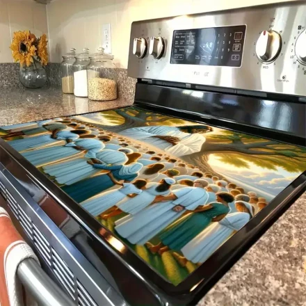 A High-Temperature Resistant Artistic Style Gas Stove Protector - Scratch-Resistant, Stylish Design, Easy to Clean, Perfectly Blends Into Any Kitchen Decor.