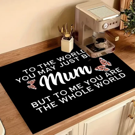 1pc Mother's Day Stove Cover Pad - Anti-Slip Polyester Kitchen Decor with Inspirational Quote 