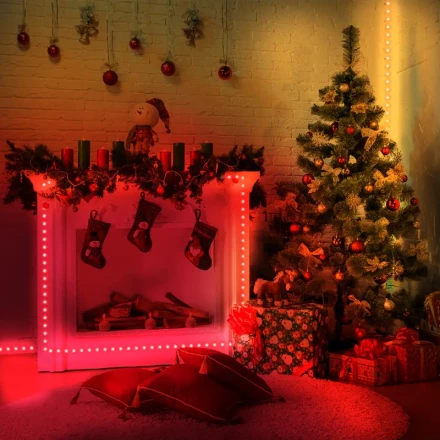 BUIESTUR 99.97cm-29.99meter LED Smart Strip Lights for Bedroom Christmas Decoration, with Smart App and 44Key Remote Control, Music, Timer Settings, for Living Room Bedside Mirror Decor, Christmas, New Year Gifts, Atmosphere Light Decor
