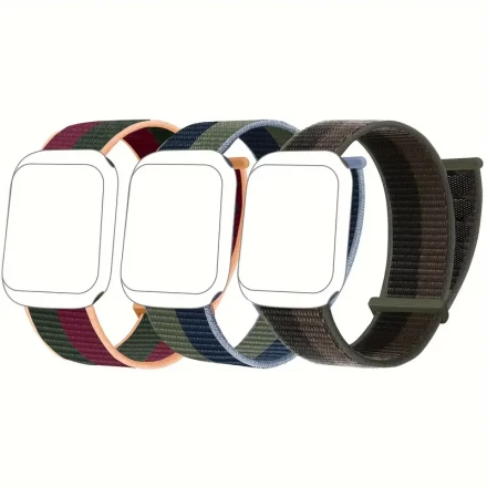 3pcs Adjustable Nylon Sport Loop Bands for Apple Watch - Breathable, Braided Straps Compatible with 38mm to 49mm Models, Design for iWatch Series SE/Ultra & More
