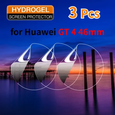 3-Pack Hydrogel Screen Protectors for Huawei Watch GT 46mm - Scratch-Resistant, Anti-Fingerprint, Dust-Proof Polycarbonate Film with Delicate Touch & HD Clarity