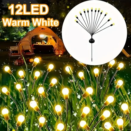 Solar-Powered Outdoor Firefly Wiggle Lights, Perfect for Halloween Decoration. These Lights Offer 8 Different Modes for Enhancing Your Garden Or Patio with Either 8 Or 12 Leds.