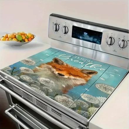 A Natural Beauty Gas Stove Protector - High Temperature Resistant And Scratch-Proof, Featuring a Cute Fox Design, Easy to Clean, Bringing Nature And Harmony to Your Kitchen.