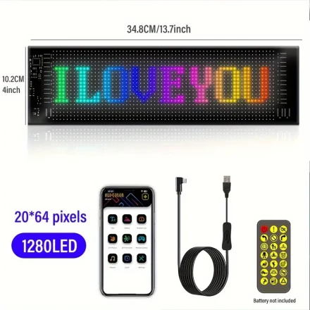 LED Pixel Soft Display, Programmable LED Screen Night Light, Application Control, DIY Text Pattern Animation, Can Be Wall-Mounted Or Desktop Use, Ideal for Home Decoration, Art Creation, Game Room, Bar, Car, Bike, Advertising, Hotel, Christmas Gifts