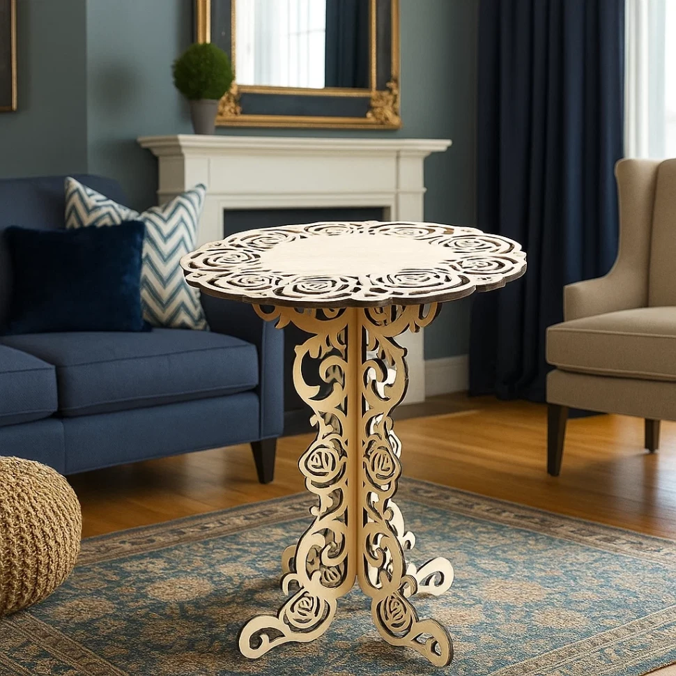 Exquisite Roses Carved Coffee Table
