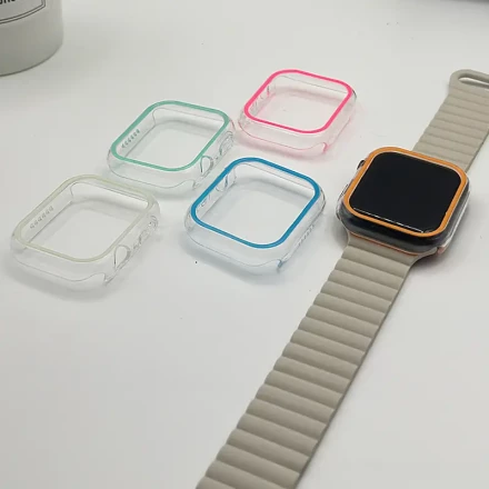 5-Pack Luminous Half-Coverage PC Case for Apple Watch S10, Compatible with 42mm & 46mm Models, Transparent Protective Bracket Accessories