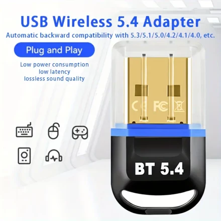 USB 5.4 Wireless Network Adapter, USB Wireless Dongle Receiver, Suitable For Computer/Headset/Keyboard/Mouse Speakers And Other Devices, Windows11/10/8.1 Plug And Play, Compatible With 5.3/5.1/5.0/4.2/4.1/4.0 And Other Versions Of The Device