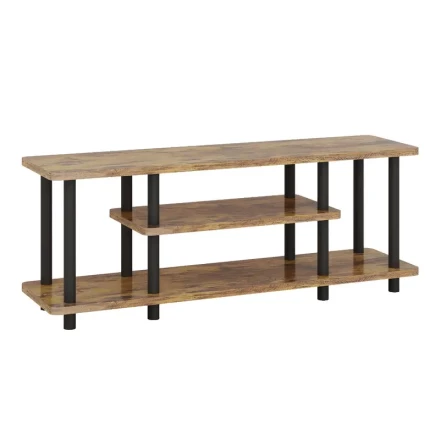 Rustic Industrial 111.76 cm Wooden TV Stand, 3-Tier Entertainment Center Console Table with Storage Shelves for 121.92 cm TVs, Uncharged Media Console for Living Room, Entertainment Room