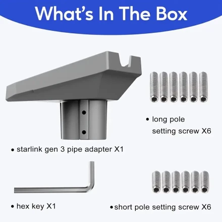Starlink Gen 3 Easy-Install Pipe Mount Adapter Kit - Durable Aluminum Alloy, Thickened Design for Standard Dish