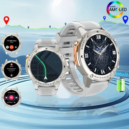 1pc GPS Triathlon Smart Watch, 3.63cm True AMOLED Always-On Display, 5ATM, Alloy Body, Silicone Strap, Wireless 5.3, USB Charging, 480p Resolution, AST3085L Chip, 256MB Memory, with Altitude, Barometric Pressure, Compass, Sports Mode Recognition, for Outd