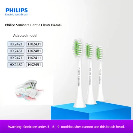Philips Sonicare Gentle Clean Whitening Is Only for Use with HX24 Series Toothbrushes, Pack of Three HX2033.