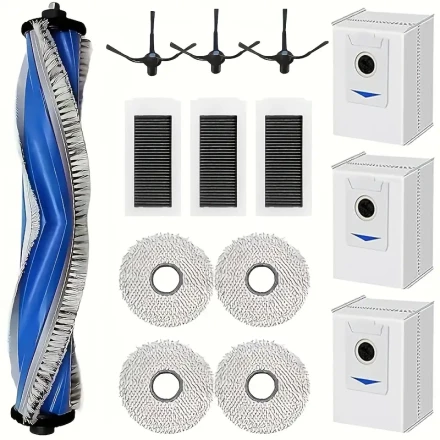Complete Accessory Kit for Ecovacs Deebot X5 Omni & X5 Pro Robot Vacuums - Includes Main Brush, 4 Wipes, 3 Dust Bags, 3 Filters, 3 Side Brushes