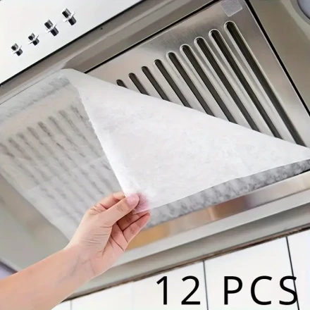 12pcs Oil-Absorbing Range Hood Filter Membrane - Keep Your Kitchen Clean And Odor-Free