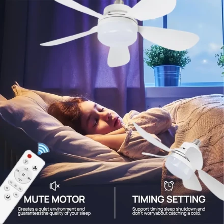 1pc White Round Lamp 40.13cm Large Ceiling Fan Five Leaf Fan Light E26/27 Socket Fan Light Original Cool Light LED Ceiling Fans With Remote Control, 3-Speeds, Memory Dimmable Lights For Indoor Bedroom, Kitchen, Balcony, Garage, MUTE MOTOR, TIMING SETTING