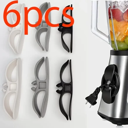 Six TPU Cable Organizers for Kitchen Appliances, Cable Management Brackets, Wire Wrappers Suitable for Air Fryers, Blenders, And Coffee Machines - a Battery-Free Cable Storage Solution.