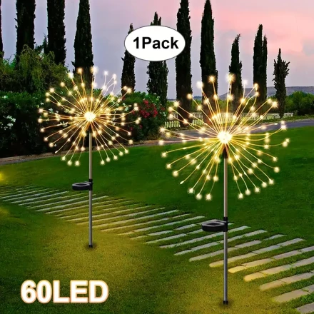 Christmas Decoration Solar Fireworks Lights, 4pcs 320/240LED Outdoor Garden Starburst Lights, 1pc 60LED, 8 modes, rating, suitable for villa courtyard, path lawn, birthday wedding party