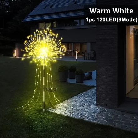 AMill Solar-Powered 120 LED Fireworks Lights - 8 Modes, Perfect for Outdoor Parties, Camping, Gardens & Weddings, Christmas Decor