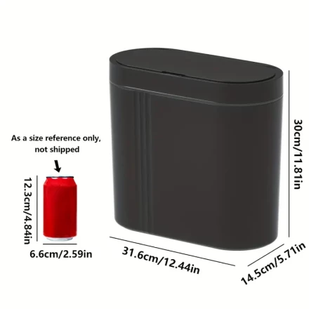 18L Wall-Mounted Smart Trash Can with Infrared Induction Lid, Sticky Hooks, Oval Design, Large Capacity, Fast Sensor Response, Battery-Operated – Available in White and Black