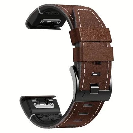 1pc Synthetic Leather QuickFit Strap for Garmin Fenix 8/7/6/5 Series, Button Deployment Clasp, Compatible with 22mm 26mm 51mm 47mm Wristbands